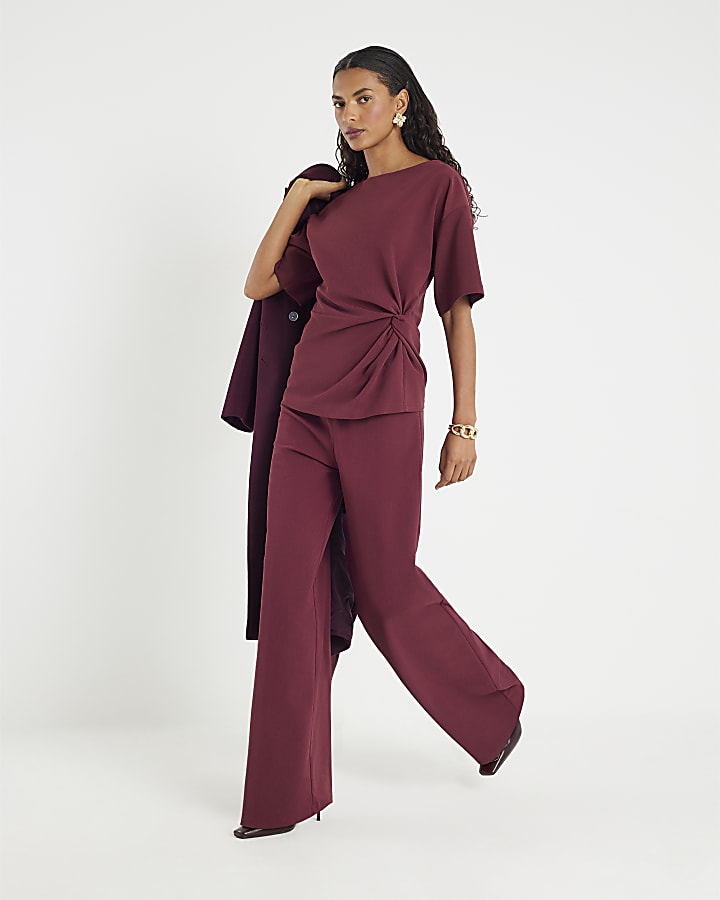 Red Wide Leg Trousers