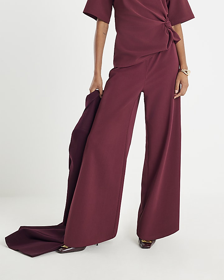 Red Wide Leg Trousers