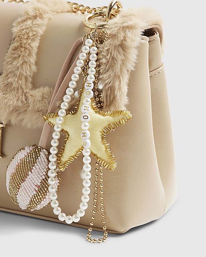 Gold Christmas Beaded Bauble Bag Charms