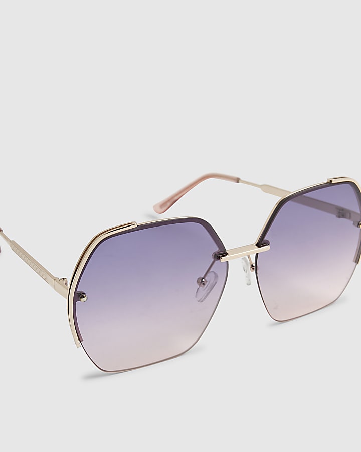 Purple Oversized Rimless Sunglasses