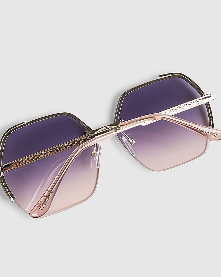 Purple Oversized Rimless Sunglasses