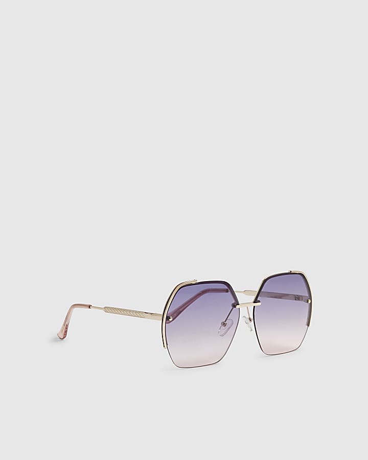 Purple Oversized Rimless Sunglasses