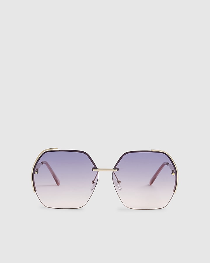Purple Oversized Rimless Sunglasses