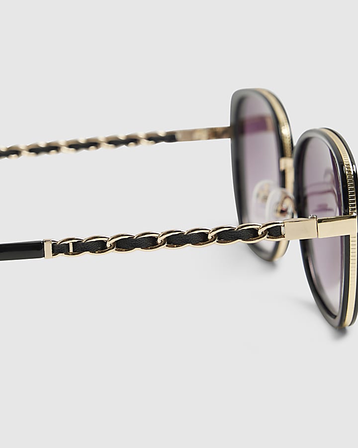 Black Metal Glam Weave Sunglasses