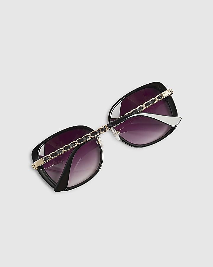 Black Metal Glam Weave Sunglasses