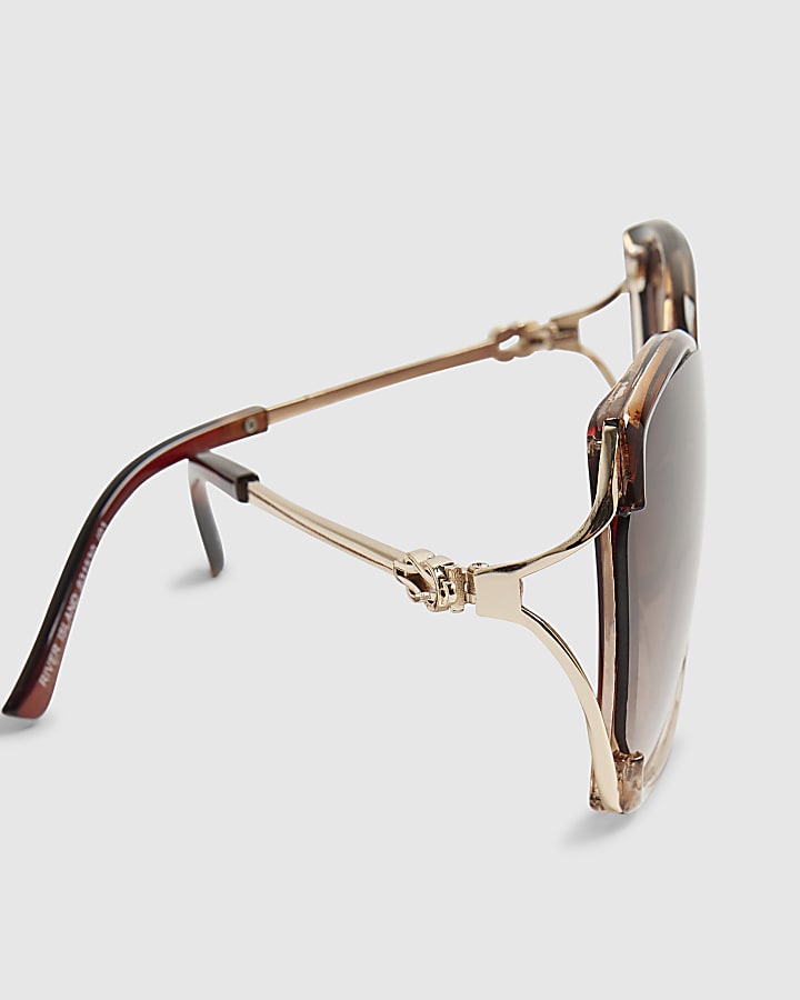 Brown Square Cut Out Sunglasses