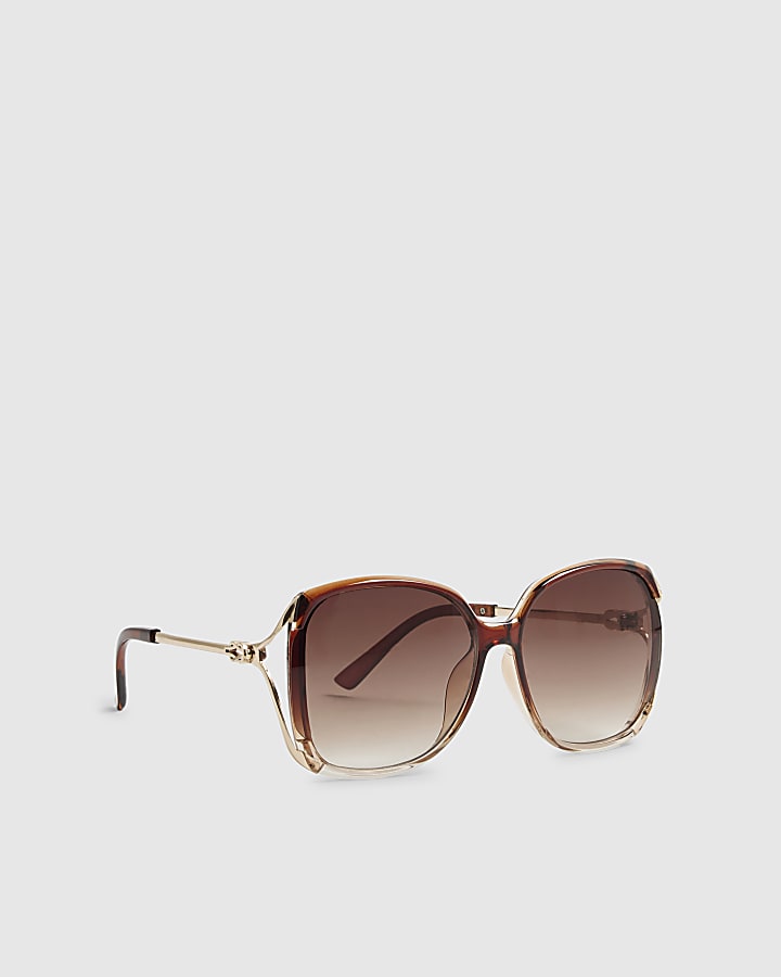 Brown Square Cut Out Sunglasses