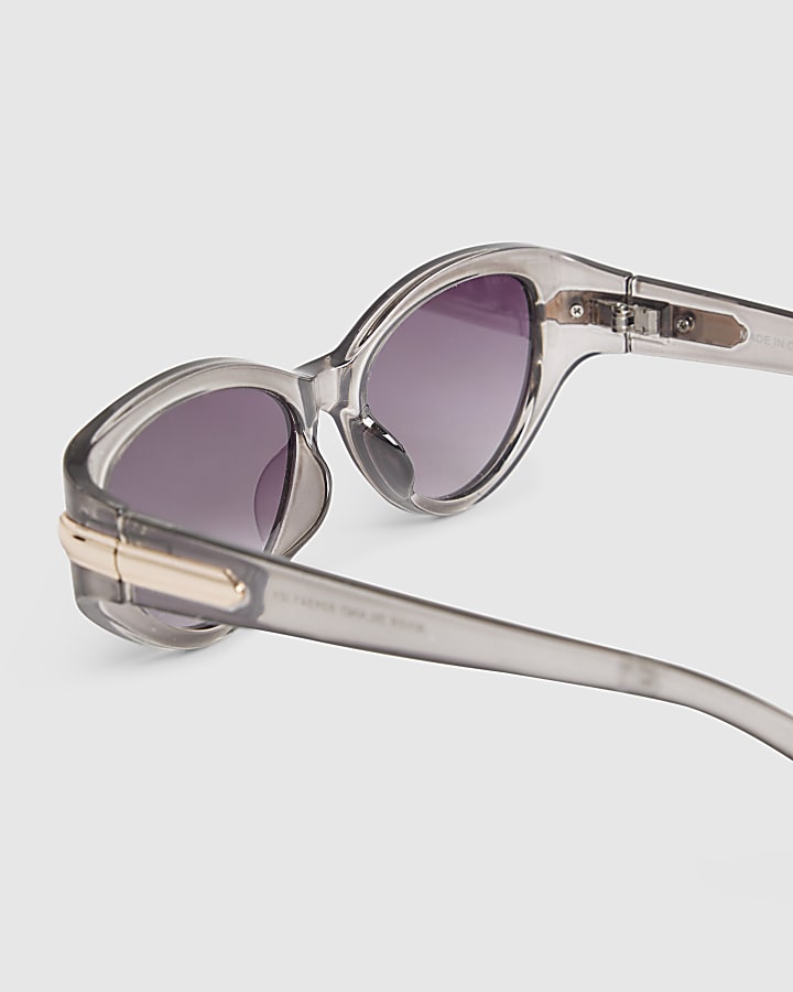 Grey Cat Eye Slim Sunglasses