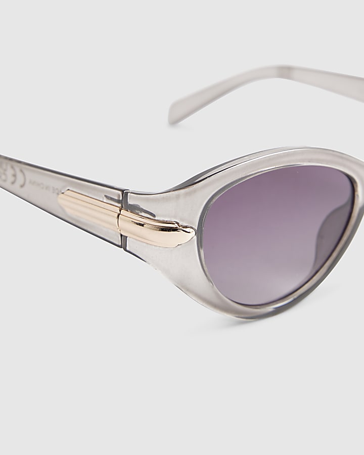 Grey Cat Eye Slim Sunglasses
