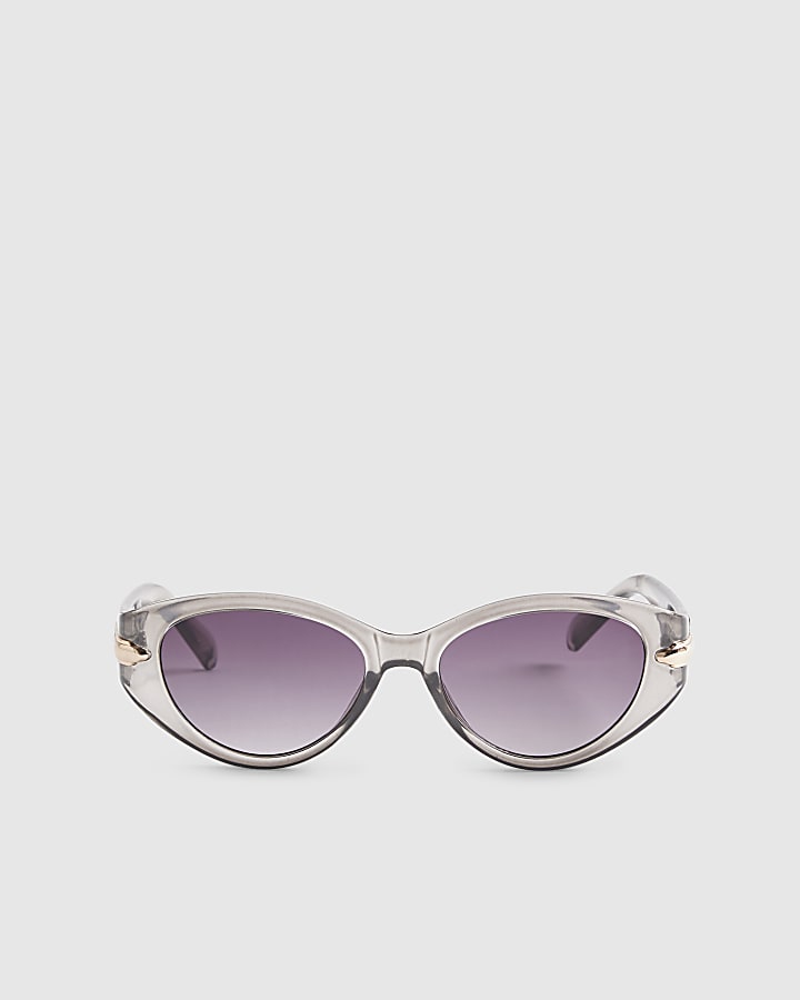 Grey Cat Eye Slim Sunglasses