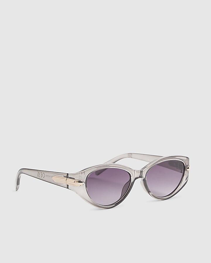 Grey Cat Eye Slim Sunglasses