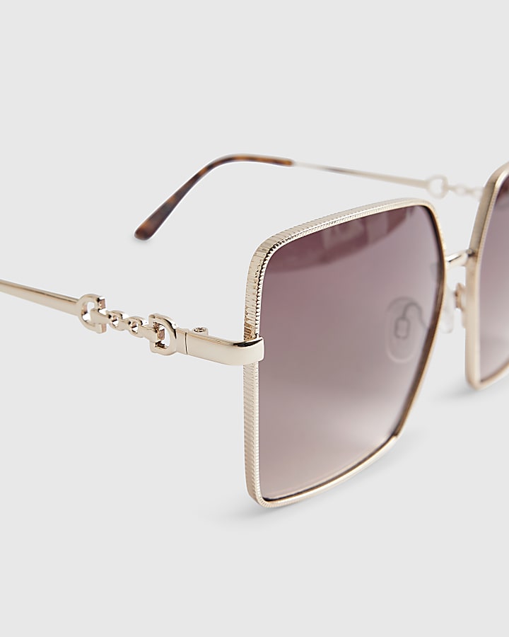 Gold Square Oversized Sunglasses