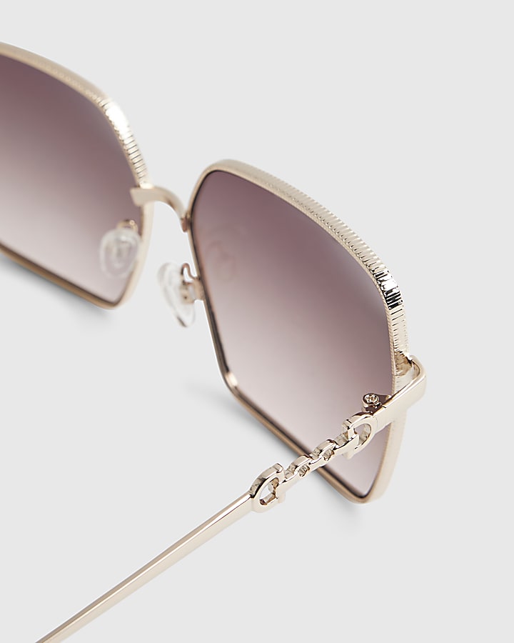 Gold Square Oversized Sunglasses