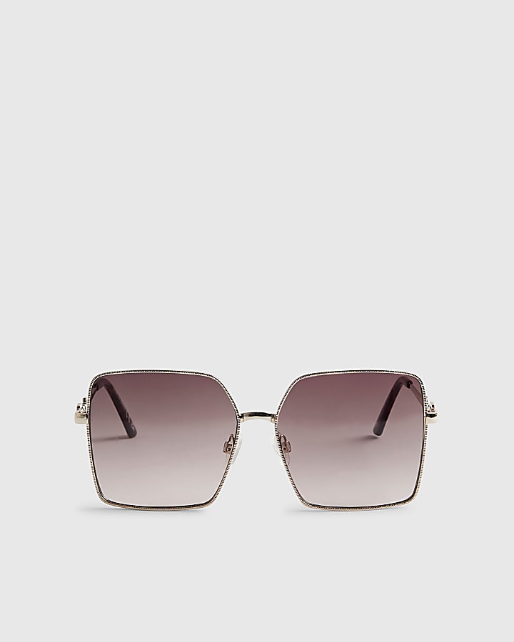 Gold Square Oversized Sunglasses