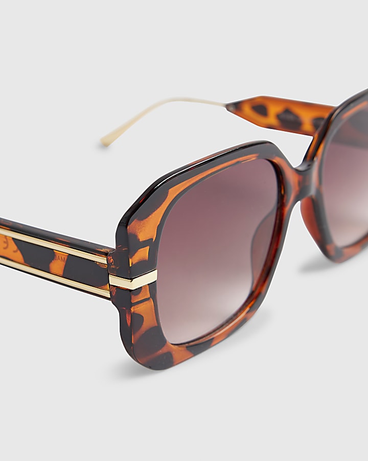 Brown Tortoise Square Glam Sunglasses
