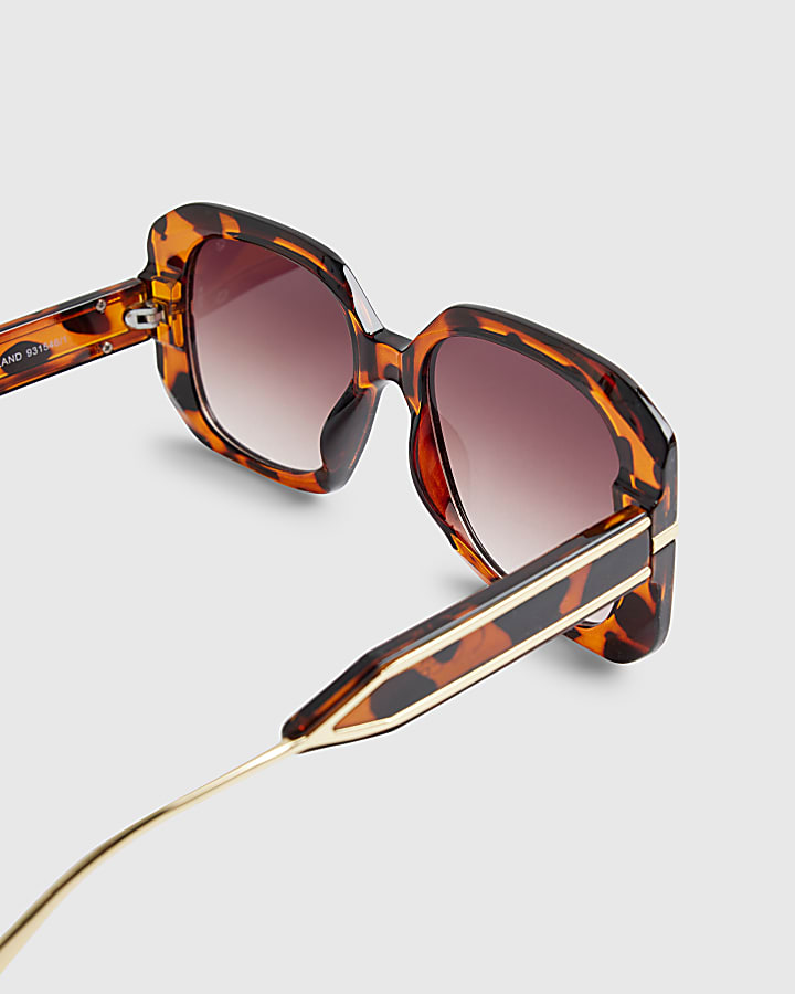 Brown Tortoise Square Glam Sunglasses
