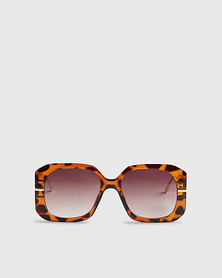 Brown Tortoise Square Glam Sunglasses