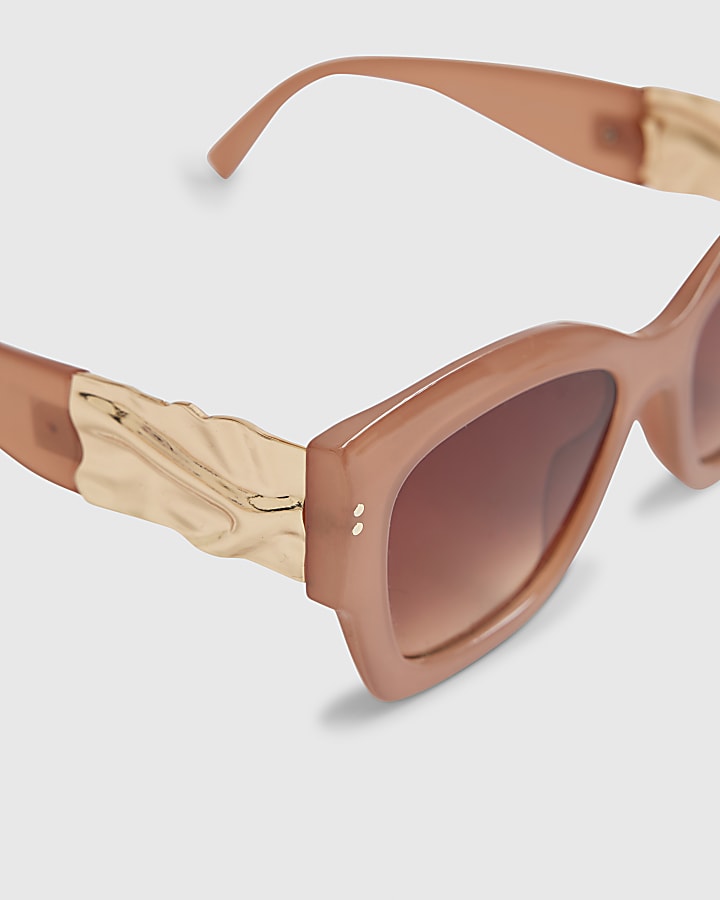Pink Hammered Side Detail Sunglasses