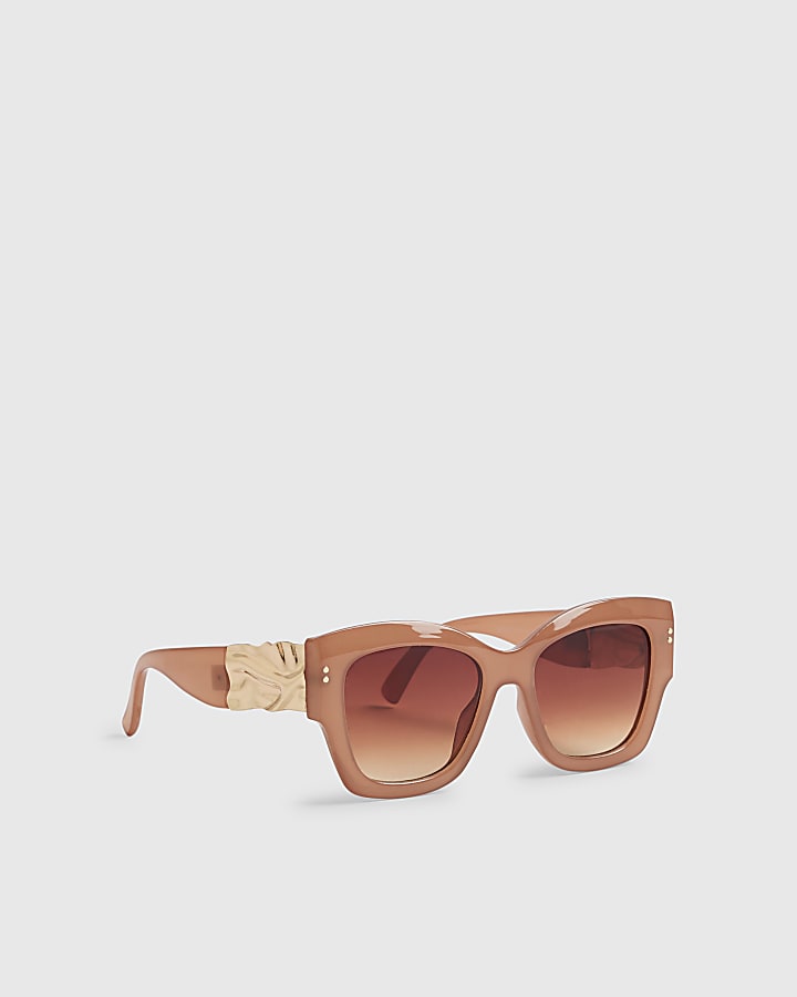 Pink Hammered Side Detail Sunglasses