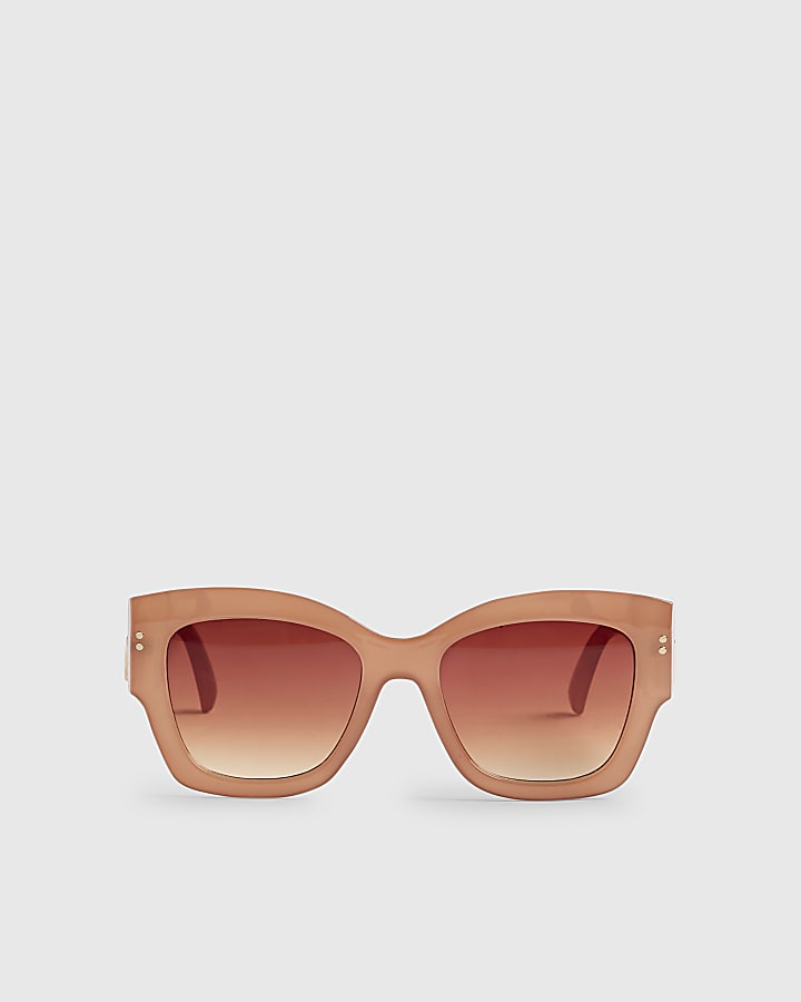 Pink Hammered Side Detail Sunglasses