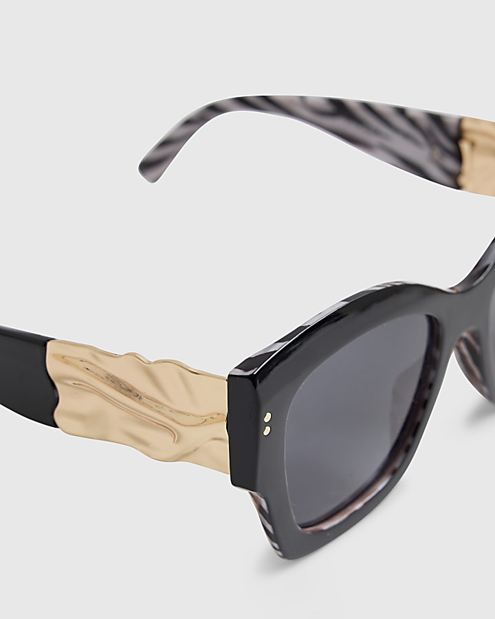 Black Glam Visor Hammered Sunglasses