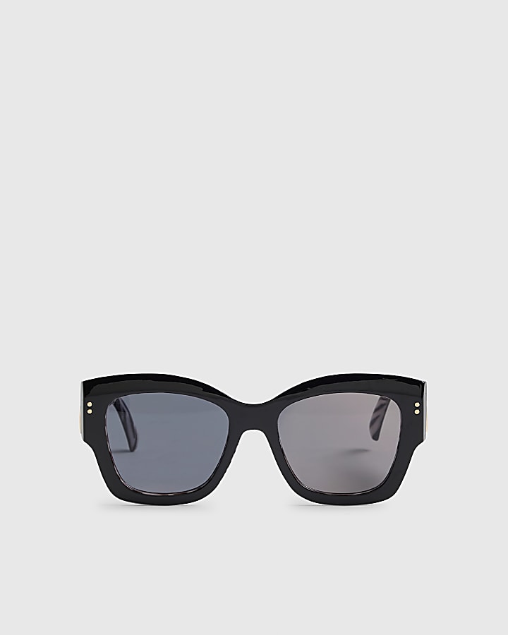 Black Glam Visor Hammered Sunglasses