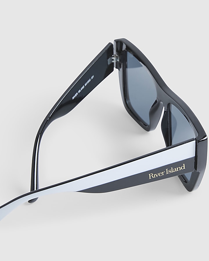 Black Colour Block Oversized Sunglasses