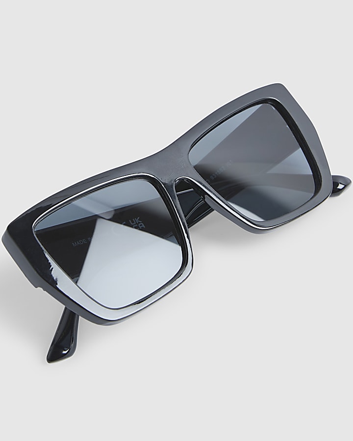 Black Colour Block Oversized Sunglasses