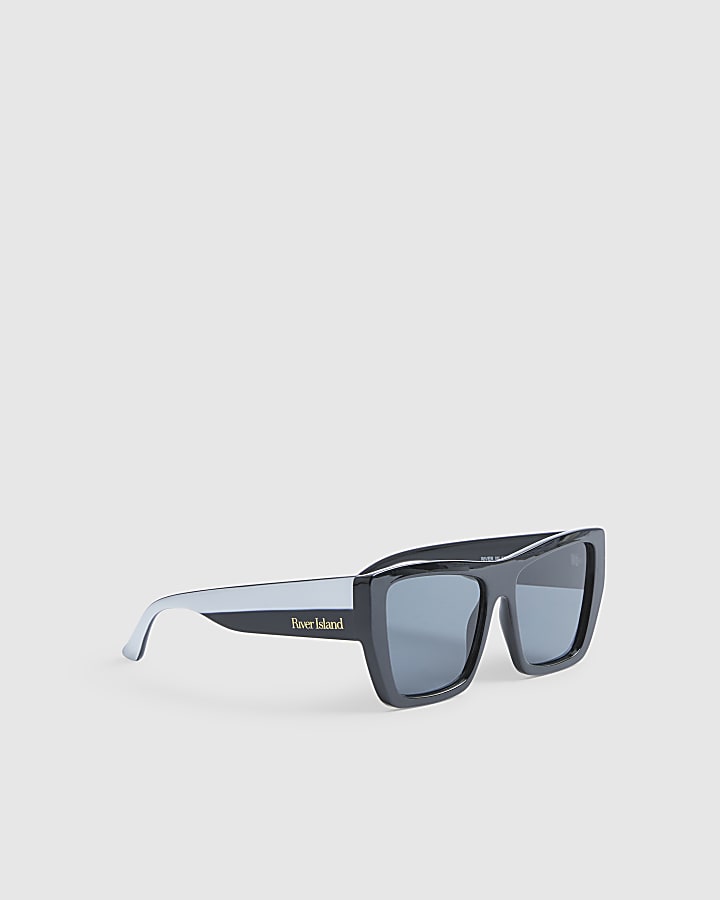 Black Colour Block Oversized Sunglasses