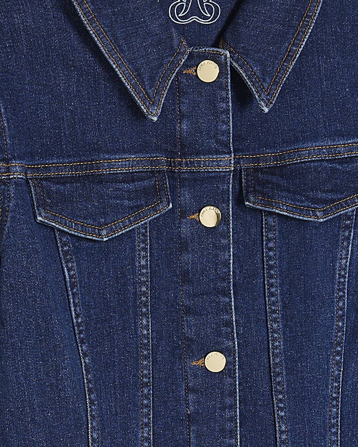 Blue Denim Long Sleeve Button Up Mini Dress