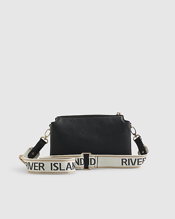 Black Zip Front Pocket Cross Body Bag