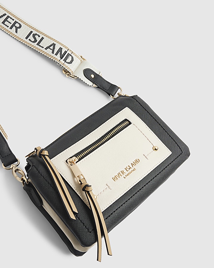 Black Zip Front Pocket Cross Body Bag