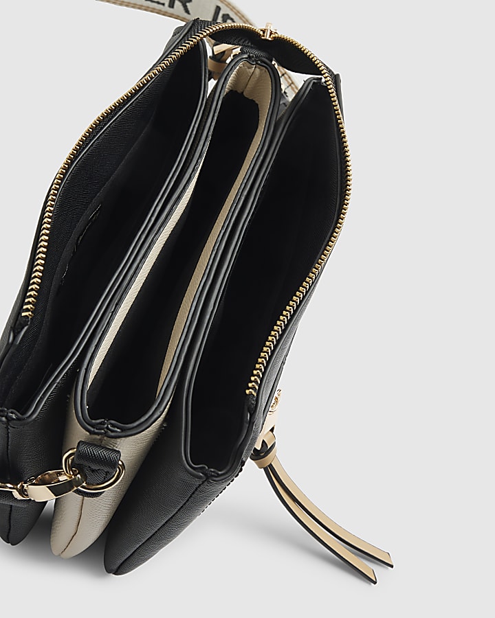 Black Zip Front Pocket Cross Body Bag