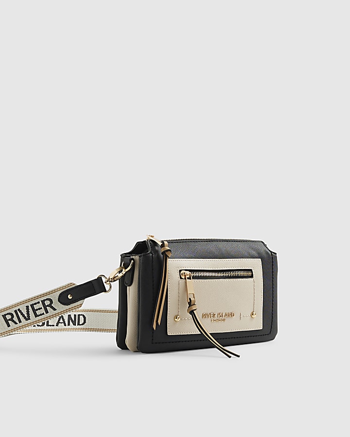Black Zip Front Pocket Cross Body Bag