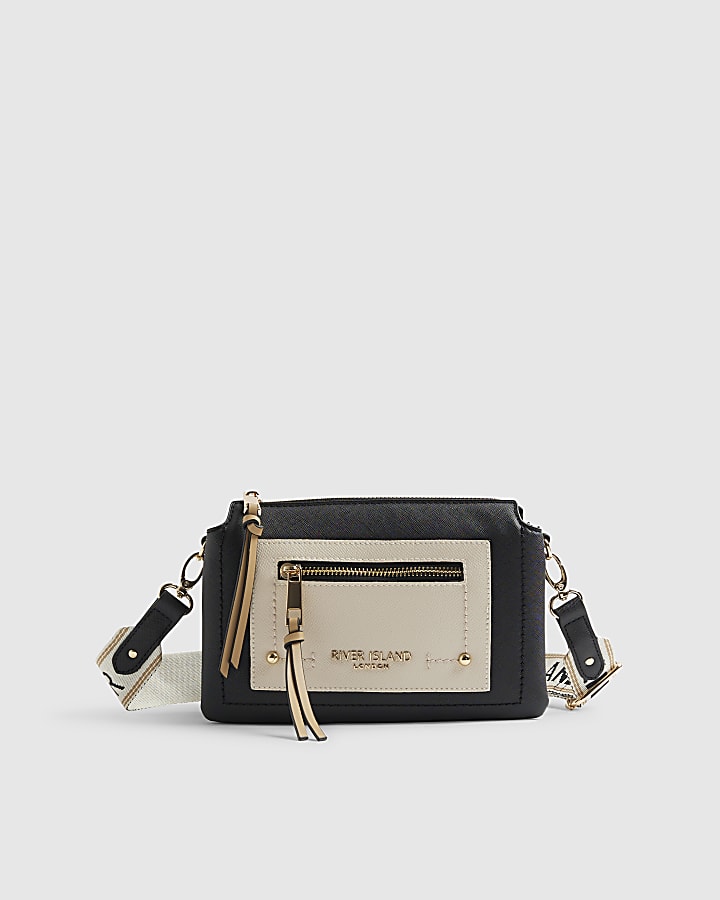 Black Zip Front Pocket Cross Body Bag