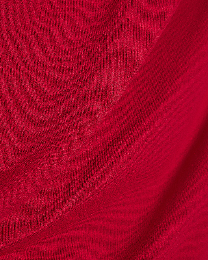 Red Draped Midi Dress