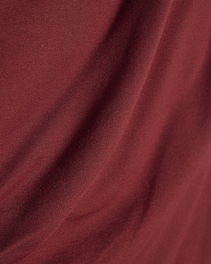 Red Draped Midi Dress