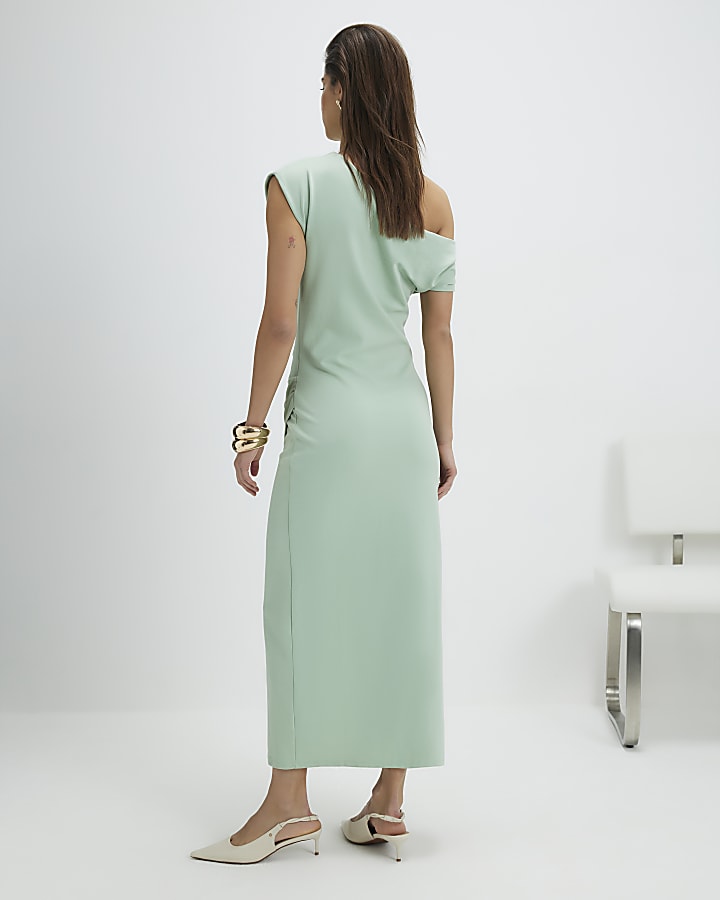 Green Drape Midi Dress