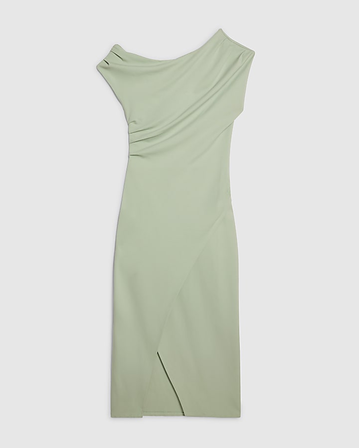 Green Drape Midi Dress