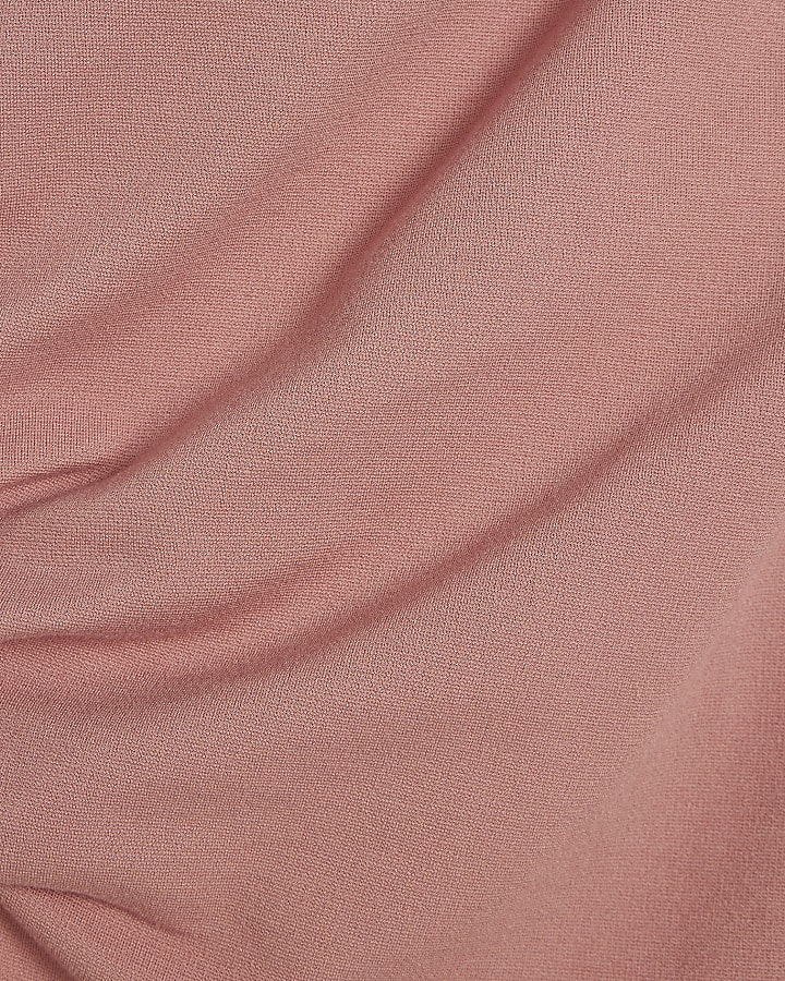 Pink Draped Midi Dress