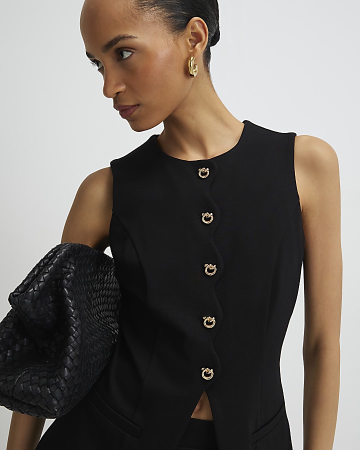 Black Scallop Waistcoat