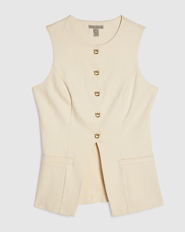 Cream Scallop Ponte Waistcoat