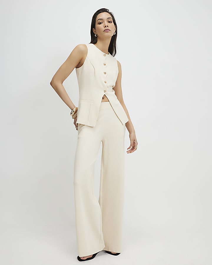 Cream Scallop Ponte Waistcoat