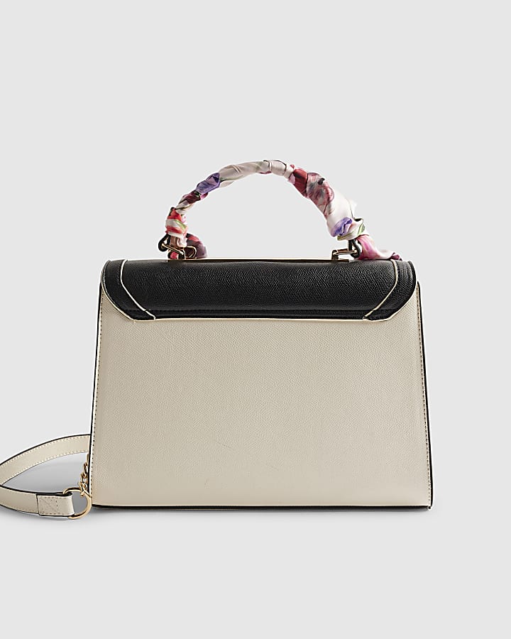 White Embossed Charm Tote Bag