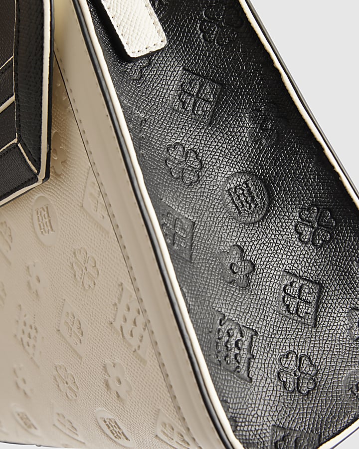 White Embossed Charm Tote Bag