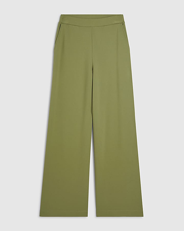 Green Ponte Wide Leg Trousers