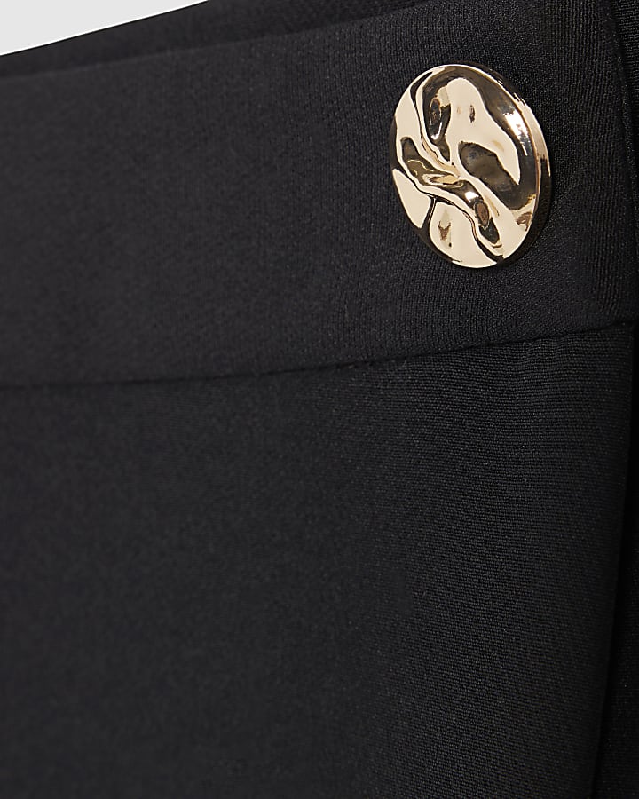 Black Wrap Button Detail Skort