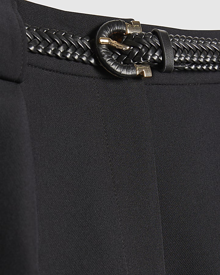 Black Tailored Belted Shorts