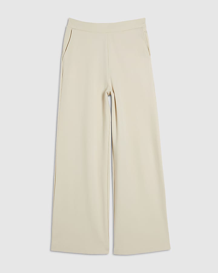 Cream Ponte Wide Leg Trousers