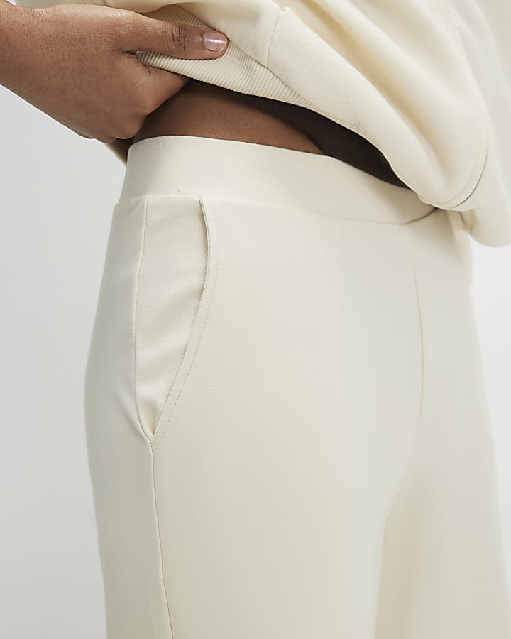 Cream Ponte Wide Leg Trousers